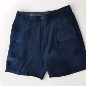 Tommy Bahama Men Shorts Size 38 Black 100% Silk Pleated Fronts Black Golf EUC